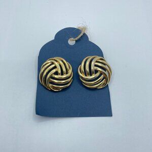Vintage Gold Tone Love Knot Costume Jewelry Earrings | Retro Glam